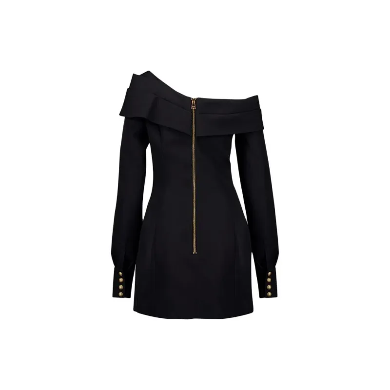 BALMAIN Long Sleeved Dresses Women's Black-1