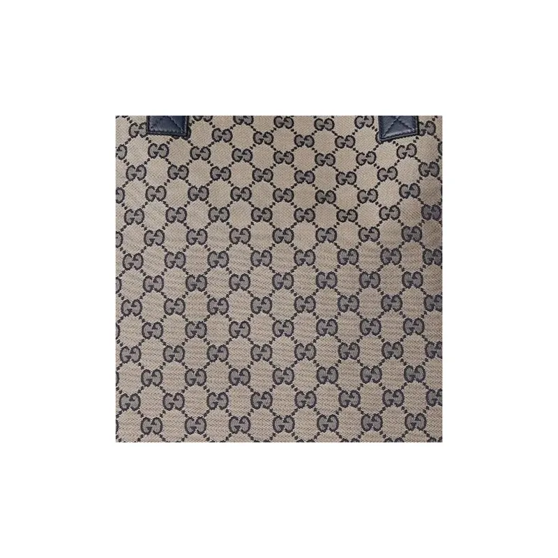 GUCCI Canvas With Leather Tote Bag, Shopping Bag, Handbag Large Size Women's Blue & Beige-8