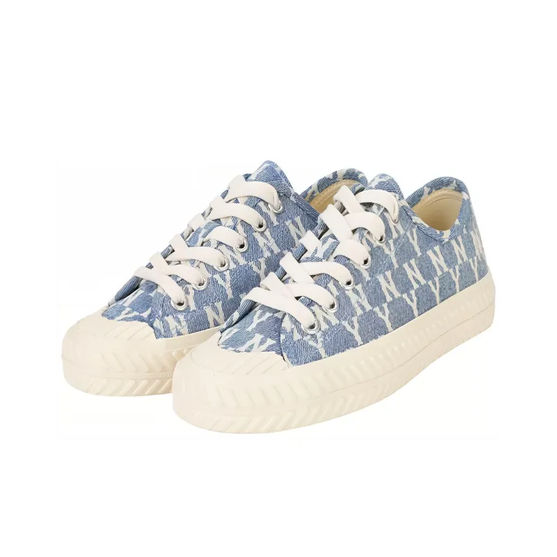 MLB Playball New York Yankees Anti Slip Wear Resistant Breathable Lightweight Low Top Canvas Shoes Unisex Blue White-1