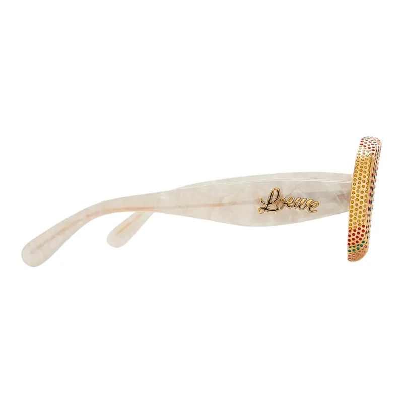 LOEWE Acetate Crystal Oval Sunglasses Unisex White-2