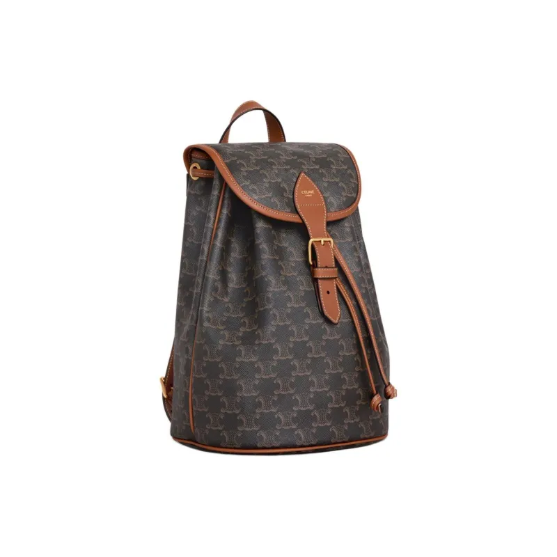 CELINE Cow Leather Backpack Medium Size Women's Tawny-1