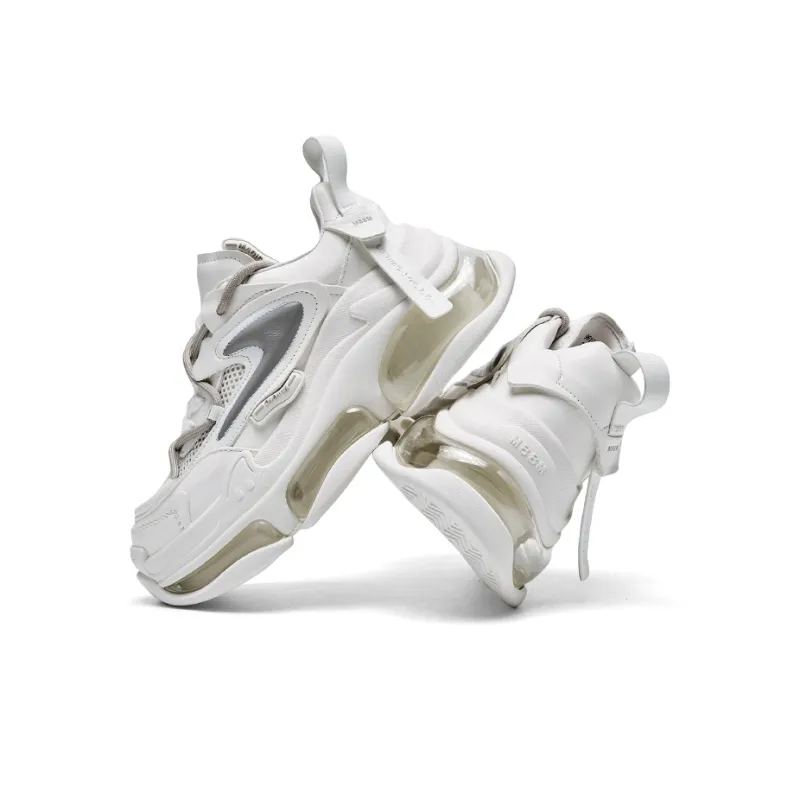 CHERYKALLY Chunky Sneakers Women's Low Top White-3