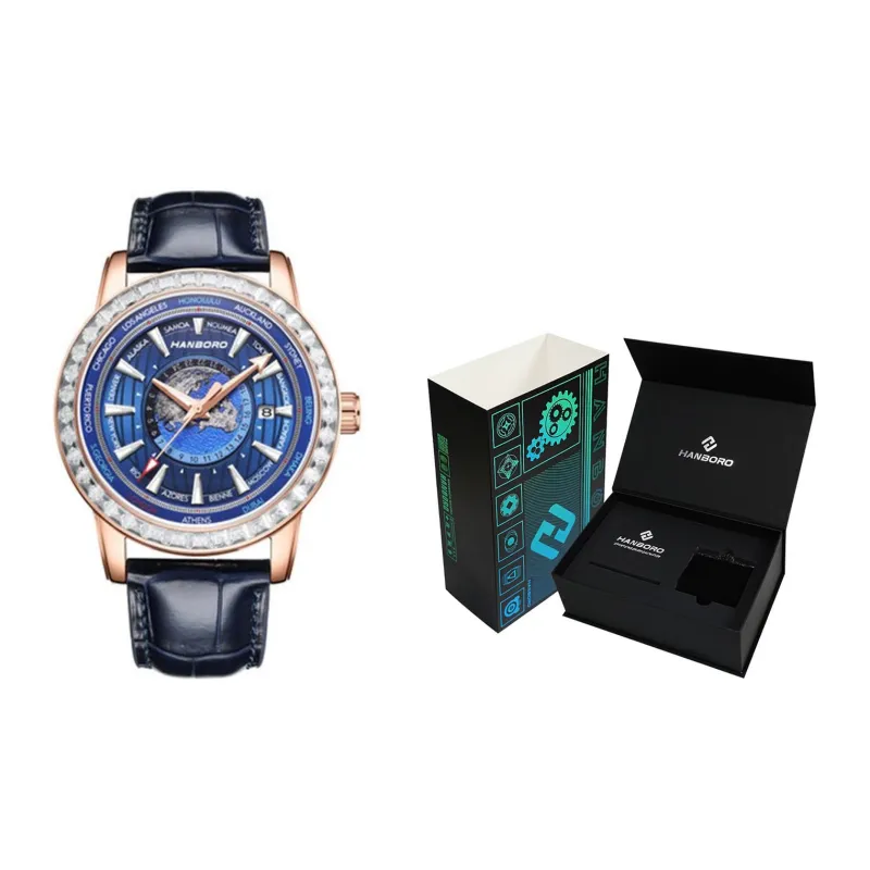 HANBORO Automatic Mechanical Movement Watch Men's Watches Gold Dial HBR8302 ML-1