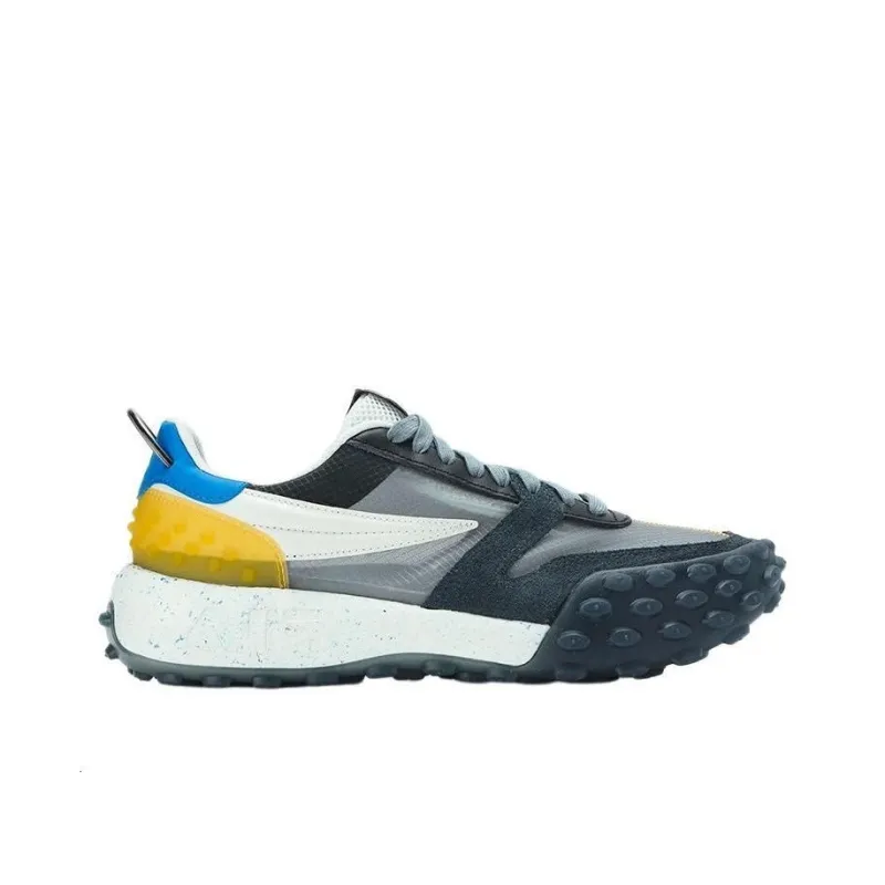 FILA Gara Anti Slip Wear Resistant Low Top Casual Running Shoes Men's Black Yellow Blue-1