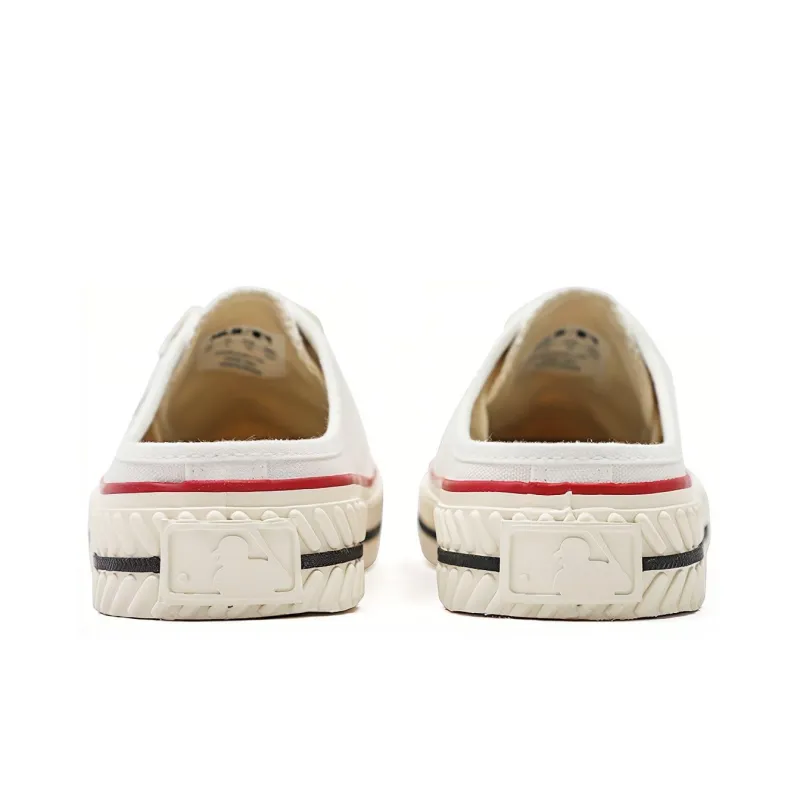 MLB Playball Mule Wear Resistant Low Top Canvas Shoes Unisex White-3