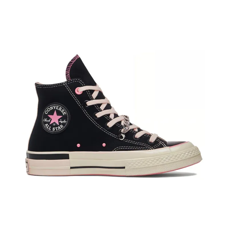 Converse 1970s High-Top Canvas Shoes Women's Black Pink-1