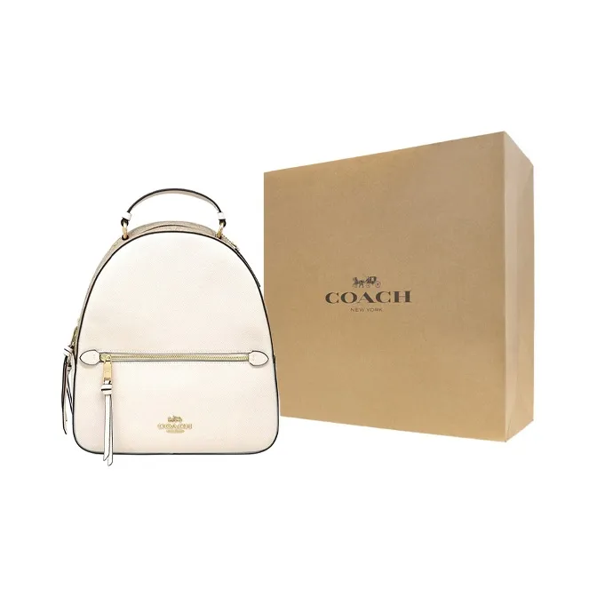 COACH Cow Leather Backpack Women's Chalk White-4