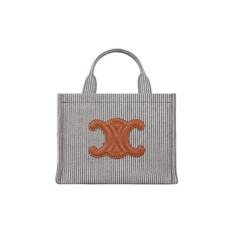 CELINE Cabas Thais Fabric Shoulder Bag, Crossbody Bag, Handbag Trumpets Women's Marine Blue-0