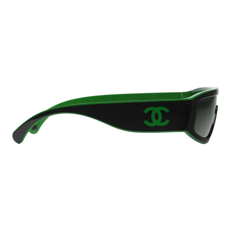 CHANEL Rectangular Sunglasses Unisex Black-1