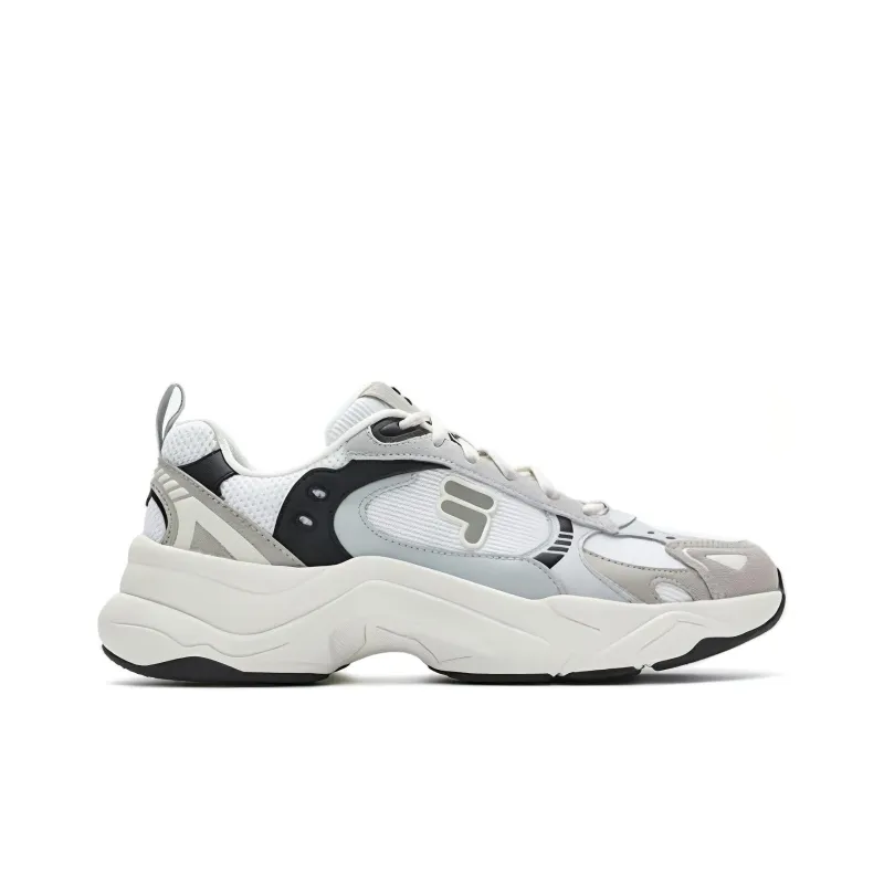 FILA FUSION UNIQUE Wear Resistant Low Top Chunky Sneakers Men's Gray White-1