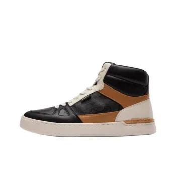 COACH Clip Court High-Top Skateboard Shoes Men's Black