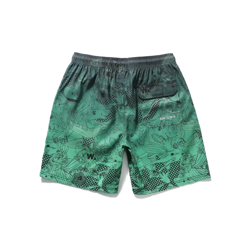 GAILANG Beach Shorts Men's Black Green Gradient-1