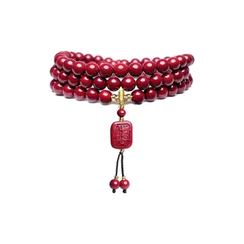 MOUNTAINS AND MANS Reconstructed Cinnabar Auspicious Fortune Beaded Bracelet Unisex