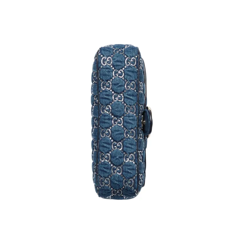 GUCCI GG Marmont Denim Portable Crossbody Bag, Shoulder Bag Women's Blue-4