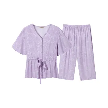 AUTUMNDEER Pajama Set Women's Taro Purple