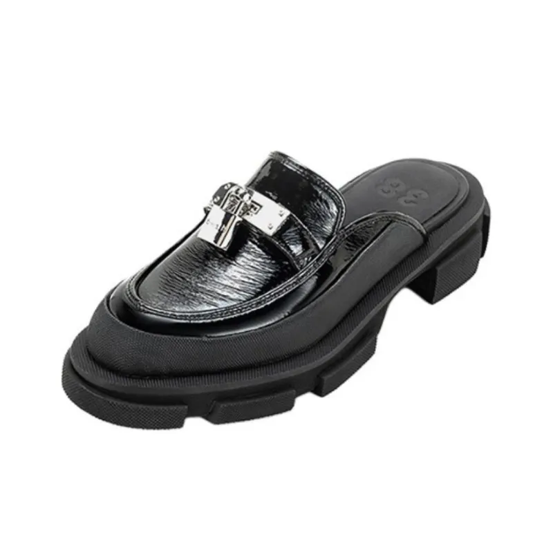 Both Gao Closed Toe Slippers 4.5cm Women's Black-2