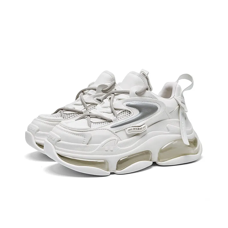 CHERYKALLY Chunky Sneakers Women's Low Top White-1