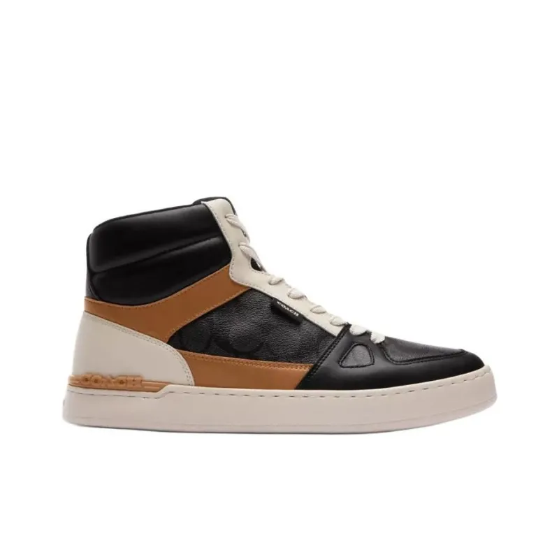 COACH Clip Court High-Top Skateboard Shoes Men's Black-1