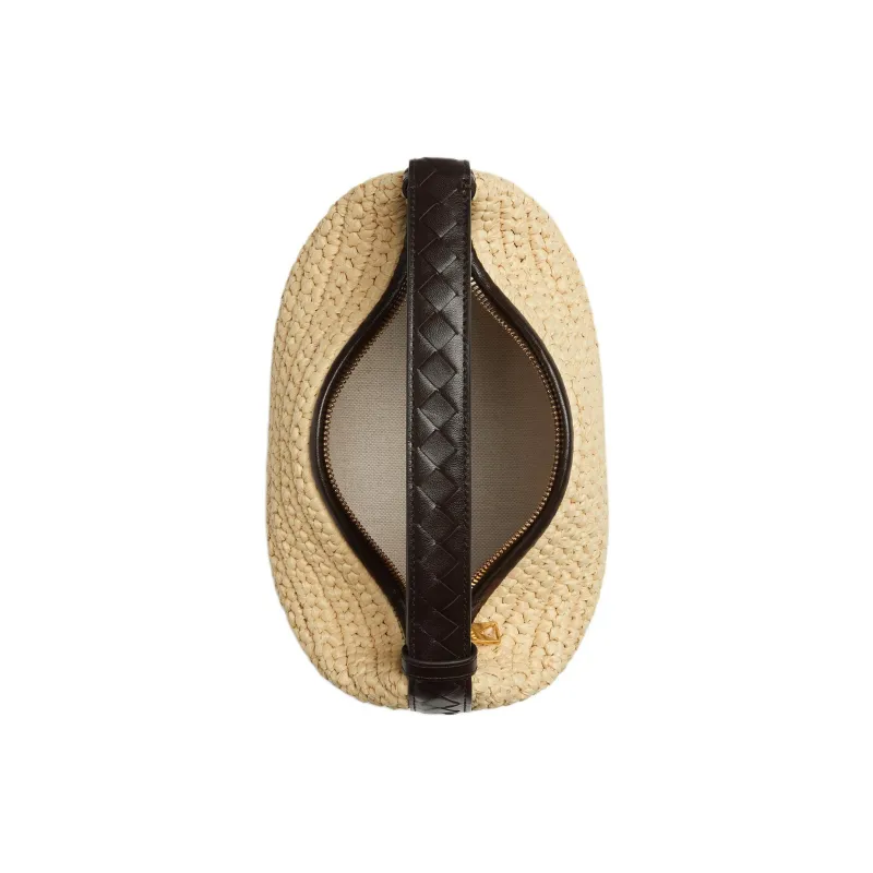 Bottega Veneta Viscose With Leather Handbag Mini Women's Natural & Chocolate Brown-2