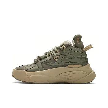 FILA FUSION THE MASH Cushioning Wear Resistant Mid Top Vintage Basketball Shoes Men's Green Yellow