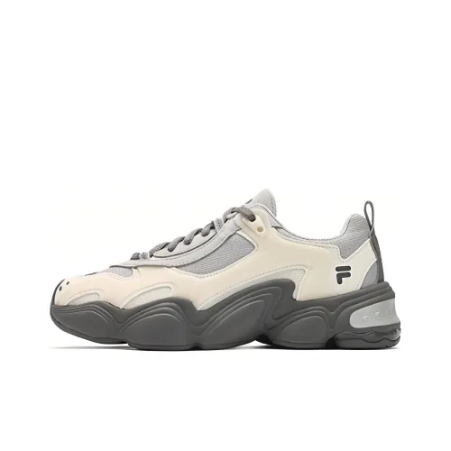 FILA FUSION TENACITY Slip Resistant Breathable Supportive Lightweight Low Top Chunky Sneakers Women's Gray White
