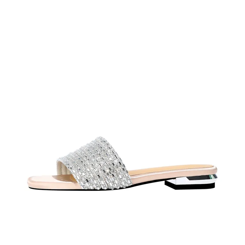 WUDASHU Slide Slippers Women's Black/Champagne/Silver-5
