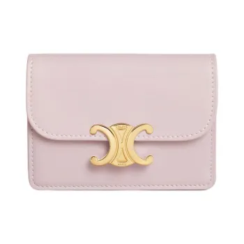 CELINE Shiny Cow Leather Card Holder Women's Light Pink