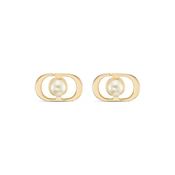 DIOR Resin, Metal Stud Earrings Women's Gold