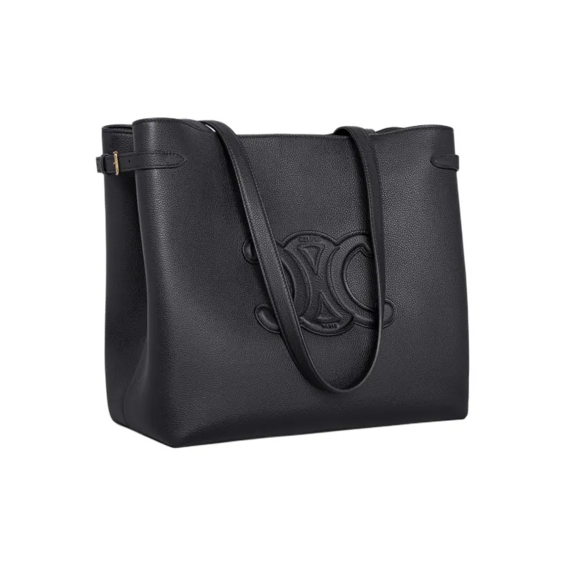 CELINE Grained Calfskin Tote Bag, Shopping Bag, Shoulder Bag, Handbag Women's Black-2