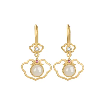 Mom's Gift Jade Earrings Pale Greenish White Jade Women's