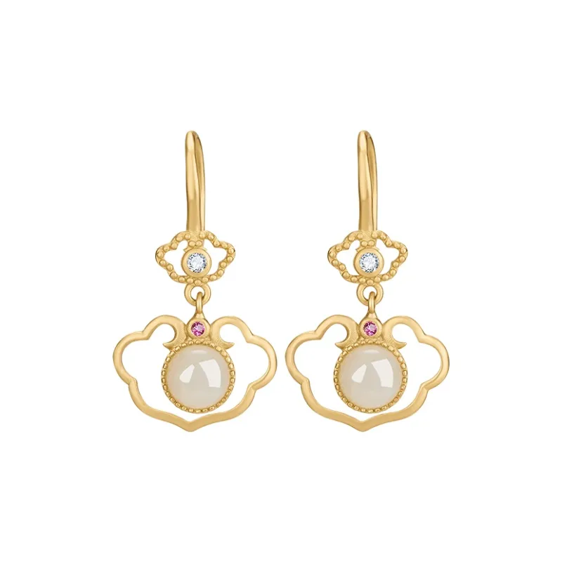 Mom's Gift Jade Earrings Pale Greenish White Jade Women's-0