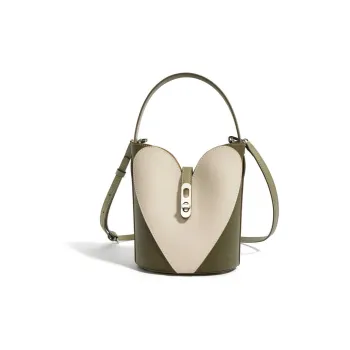 DEERE JACK Cow Leather Bucket Bag, Shoulder Bag, Crossbody Bag, Handbag Regular Women's White