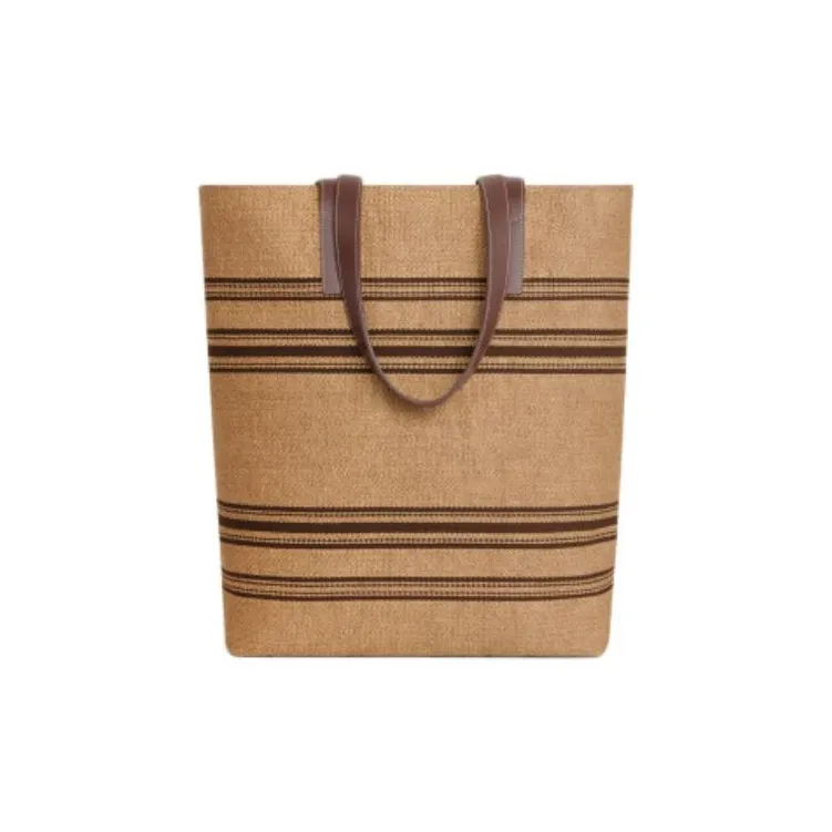CELINE Fabric With Cow Leather One Shoulder Handbag Men's Natural & Chestnut-3