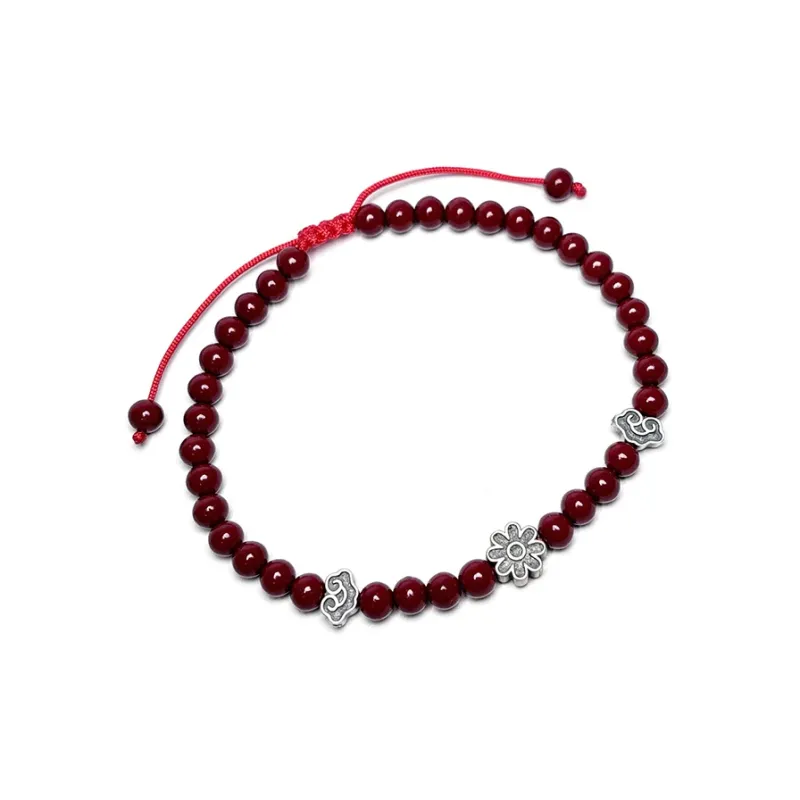 MOUNTAINS AND MANS Reconstructed Cinnabar Auspicious Fortune Beaded Bracelet Unisex-1