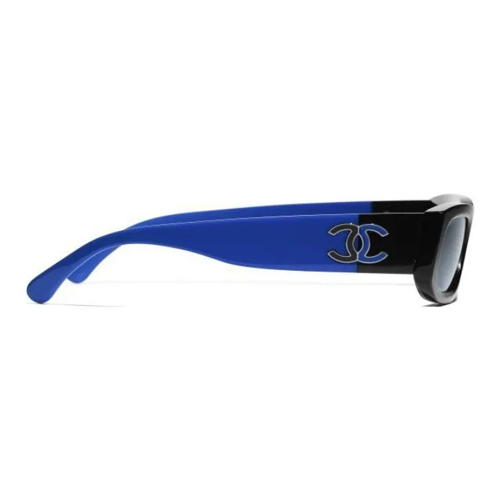 CHANEL Rectangular Sunglasses Unisex Blue-3