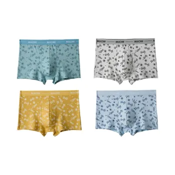 MIIOW Underpants High School Student Cute, Body Fitting Quick Dry Men's 4 Pack Multicolor