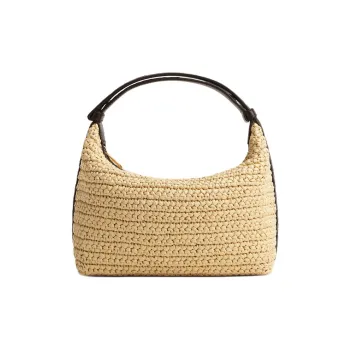 Bottega Veneta Viscose With Leather Handbag Mini Women's Natural & Chocolate Brown