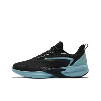 Erke Cushioning Breathable Low Top Sprint Running Shoes Men's Jet Black Nordic Blue
