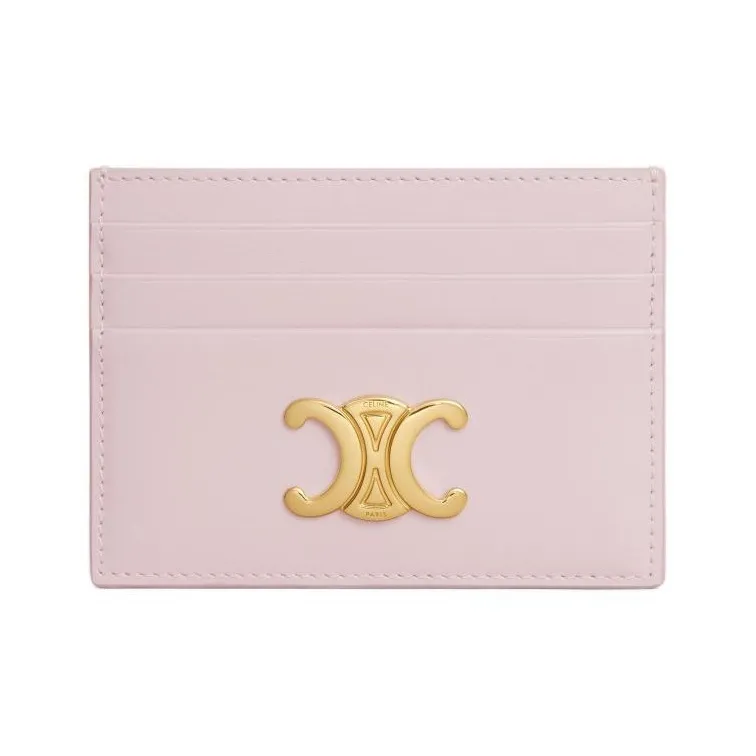CELINE Triomphe Calfskin Card Holder Women's Light Pink-0
