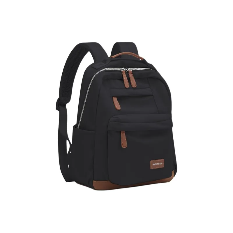 MAKEUP KITTEN Fabric Backpack Large Size Unisex Black-1