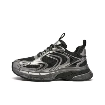 C°BANNER Chunky Sneakers Men Low-Top Black Silver