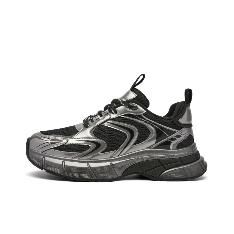 C°BANNER Chunky Sneakers Men Low-Top Black Silver-0