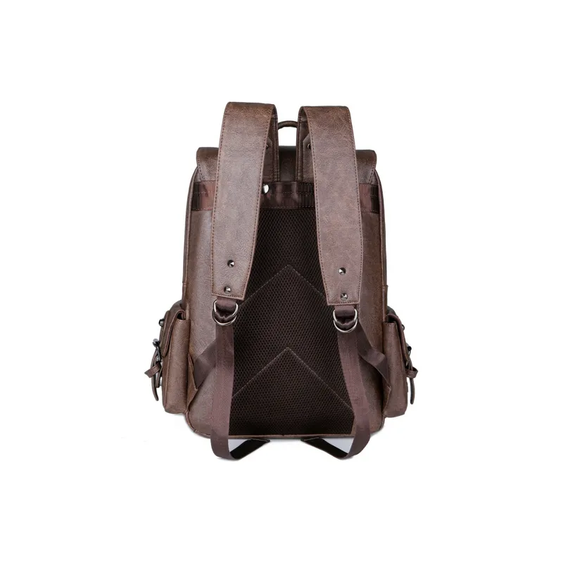 Slazenger PU Soft Leather Backpack Men's Black-6