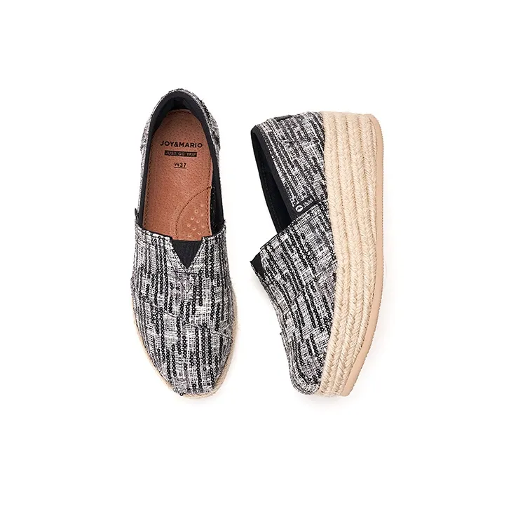 Joy&Mario Espadrilles Women's Black/White/Black Gold-3