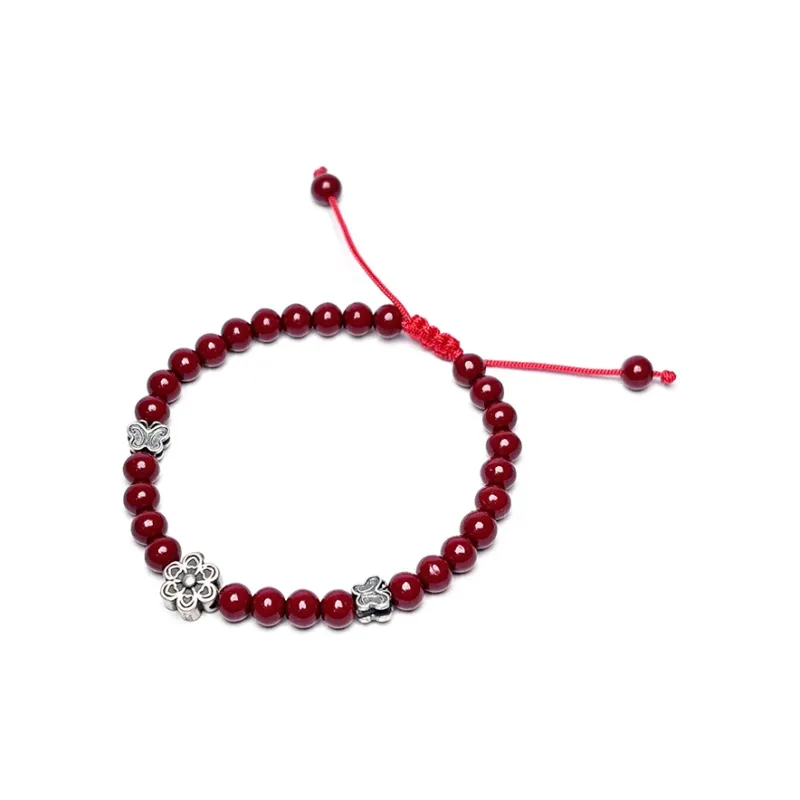 MOUNTAINS AND MANS Reconstructed Cinnabar Auspicious Fortune Beaded Bracelet Unisex-4