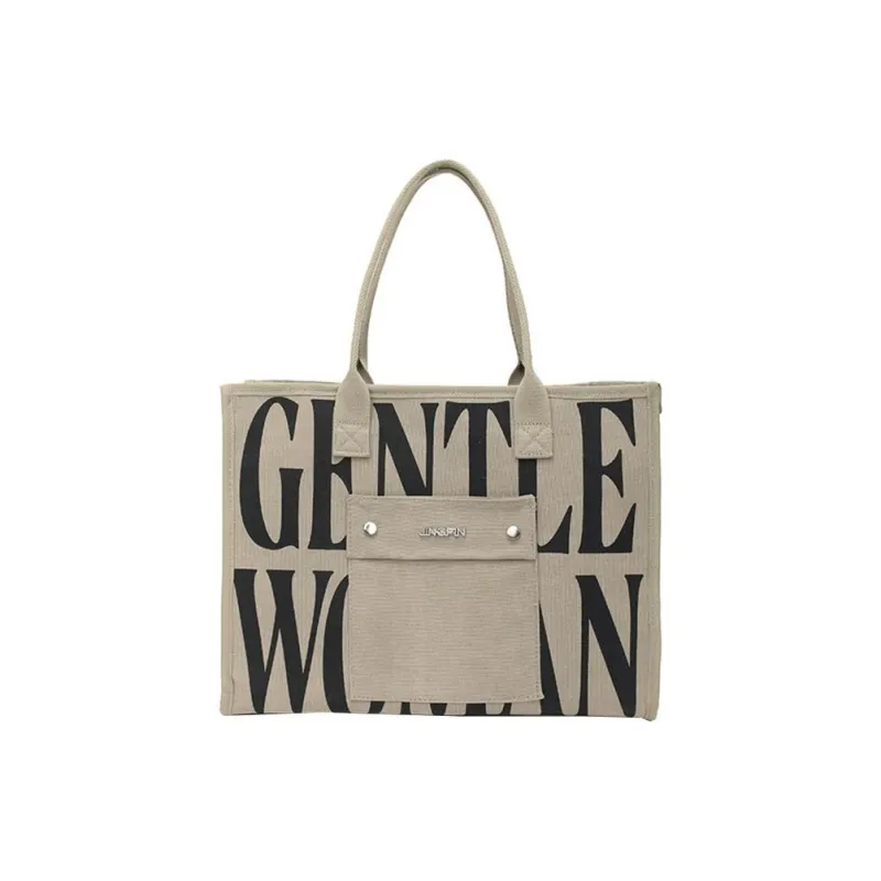 ALOENEY Canvas Tote Bag, Shopping Bag, Mommy Bag, Canvas Bag, Underarm Bag, Shoulder Bag Women's Gray/Khaki/Black/Ecru-0