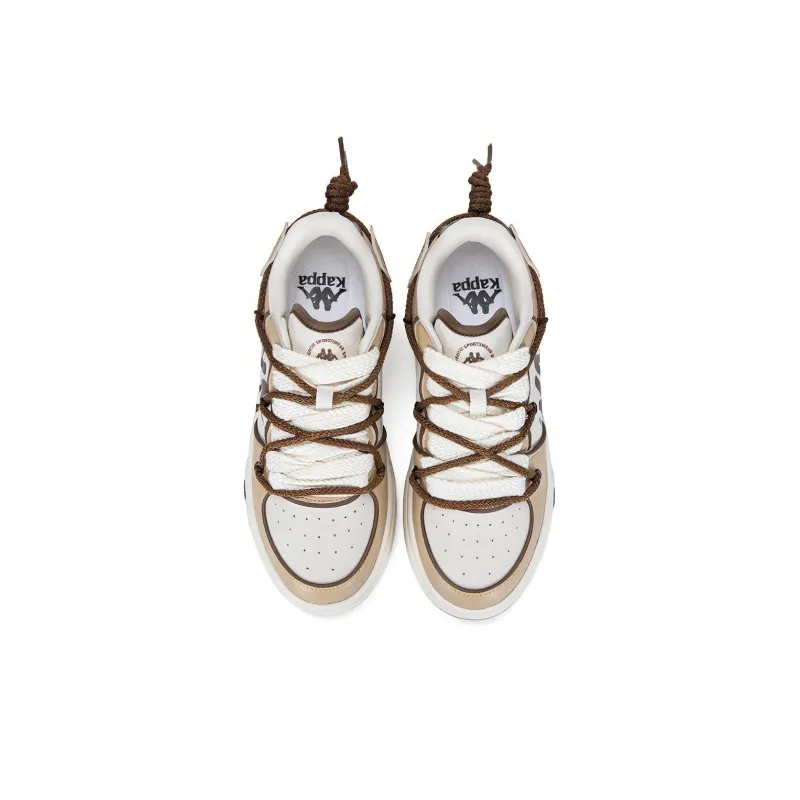 Kappa Anti-Slip And Wear-Resistant Breathable Low-Top Skateboard Shoes Unisex Light Yellow Umber/Heron Feather White-3