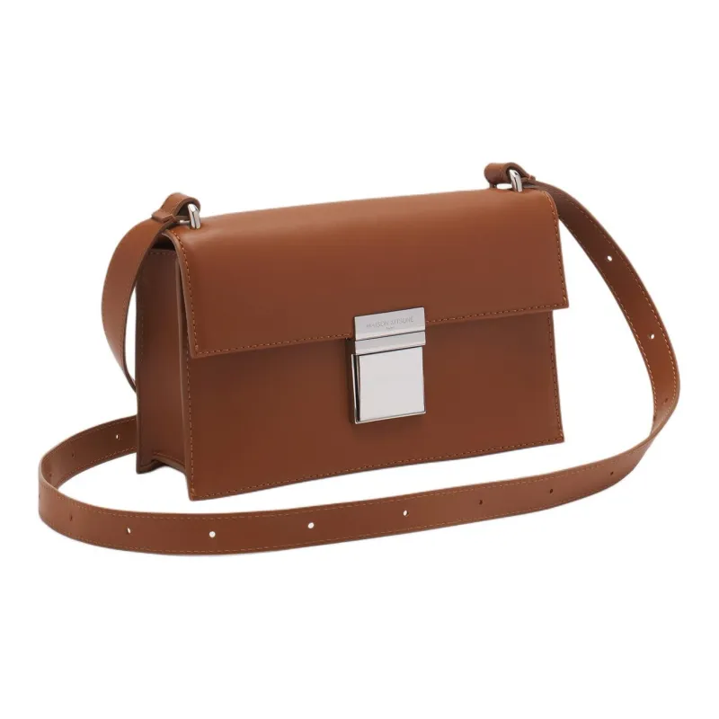 Maison Kitsune Cow Leather Shoulder Bag Crossbody Bag Women's Brown-1