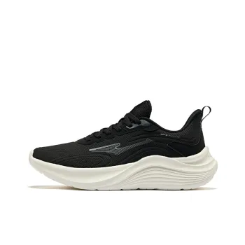 Erke Cushioning Breathable Low Top Casual Running Shoes Women's Jet Black Bright Silver