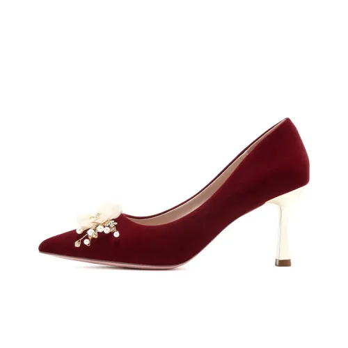 JOSINY High Heels Women's Deep Red